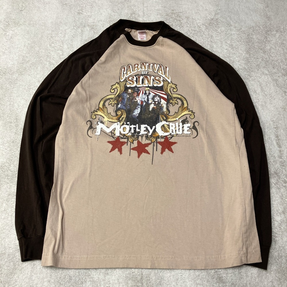 Vintage 2005 Motley Crue Carnival Of Sins Long Sleeve Tour Shirt Raglan Mens S